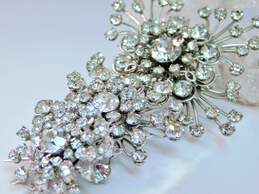 (3) Vintage Icy Clear Rhinestone Tiered Snowflake Brooches 47.9g