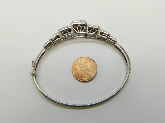 Sterling Silver 0.57 CTTW Dimond Pave Tiered Bangle Bracelet 23.1g image number 4