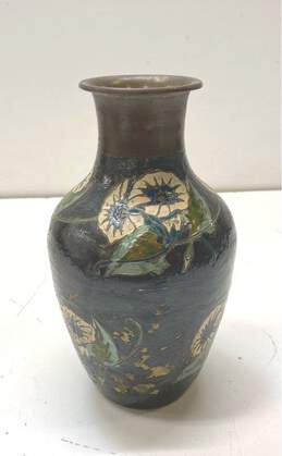 Oriental Meta Vase 8 inch Tall Enameled Etched Decorative Art Vase alternative image