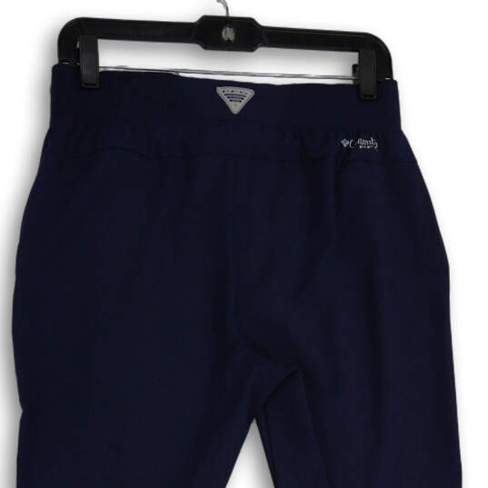 Womens Navy Blue PFG Elastic Waist Tapered Leg Jogger Pants Size S image number 4