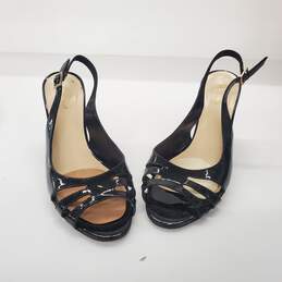 Kate Spade Black Patent Leather Open Toe Wedge Heel Sandals Women's Size 9B alternative image