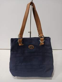 Fossil Jesse Pink Embroidered Navy Blue Tote Purse