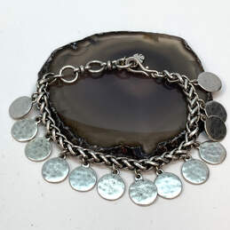Designer Lucky Brand Silver-Tone Chain Extender Round Charm Bracelet
