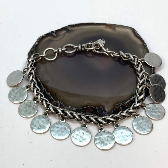 Designer Lucky Brand Silver-Tone Chain Extender Round Charm Bracelet image number 1