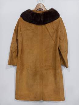 Women’s Vintage Denise Faux Fur Trimmed Suede Overcoat alternative image