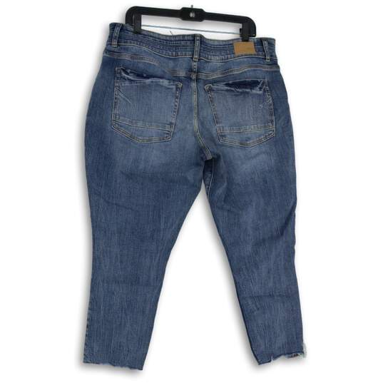 Womens Blue Denim Medium Wash Stretch Tapered Leg Skinny Jeans Size 34 image number 2