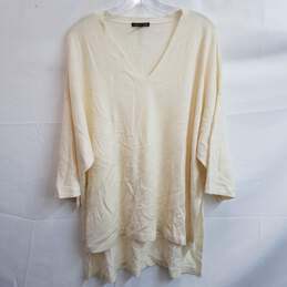 Eileen Fisher ivory v neck tunic sweater L/XL