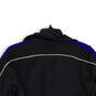 Womens Black Long Sleeve High Neck Pockets Full Zip Track Jacket Size Large image number 4