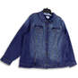Womens Blue Denim Long Sleeve Collared Pockets Button Front Jacket Size 2X image number 1