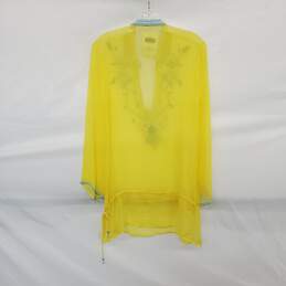 Boston Proper Yellow Rayon Beaded Sheer Blouse WM Size S NWT alternative image