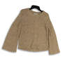 Womens Tan Flecked Wide Sleeve Round Neck Knitted Pullover Sweater Size XS image number 1