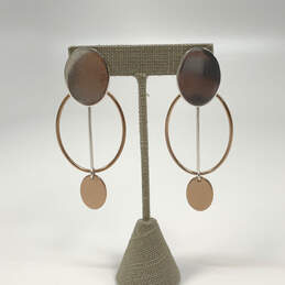 Designer J. Crew Two-Tone Oval Shape Open Hoops Classic Dangle Earrings