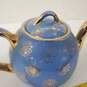 HALL 0.49GL 8 Cup USA Made Blue & Gold Ceramic Teapot image number 6
