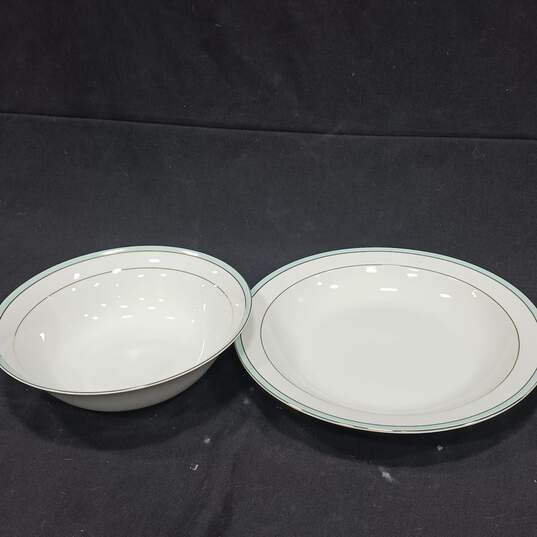 Set of 7 Assorted Thun Bohemia Fine Porcelain White & Seafoam Blue Dishes image number 5