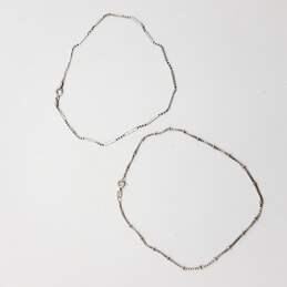 925 Silver Lot of 2 Chain Anklets 10¼in & 11in