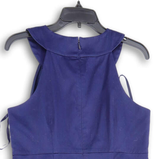 NWT Womens Blue Halter Neck Sleeveless Back Zip Shift Dress Size 8 image number 4