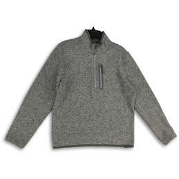Womens Gray Heather Mock Neck Long Sleeve Half Zip Pullover Sweater Size M