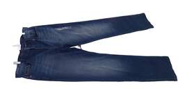 Womens Blue 5 Pocket Design Dark Wash Straight Leg Denim Jeans Size 40 X 32 alternative image