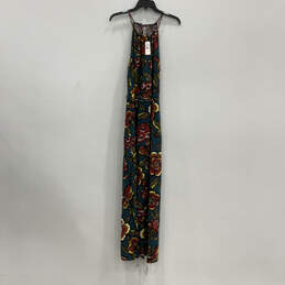 NWT Womens Multicolor Floral Sleeveless Halter Neck Maxi Dress Size Large