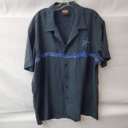Harley Davidson Navy Blue Short Sleeve Button Up Polo Size XL