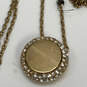 Designer Michael Kors Gold-Tone Rhinestone Reversible Pendant Necklace image number 2