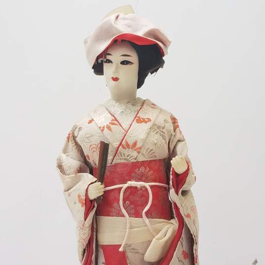 Geisha Doll Vintage Japanese Silk Kimono Musical Doll image number 2