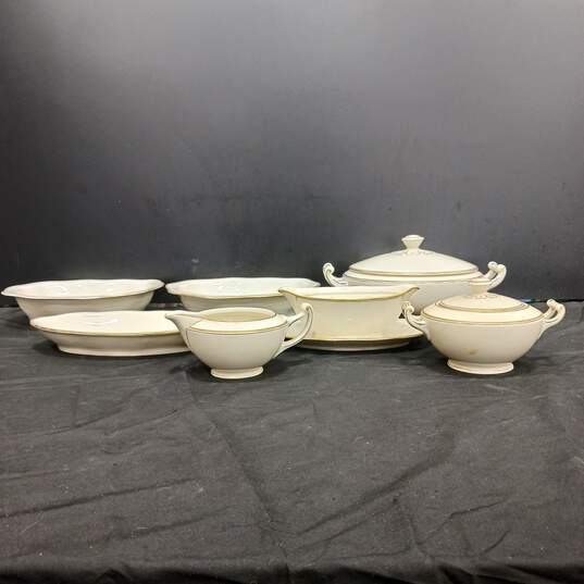 Bundle of 8 MCP Czechoslovakian Made White Ceramic Serving Dishes image number 1