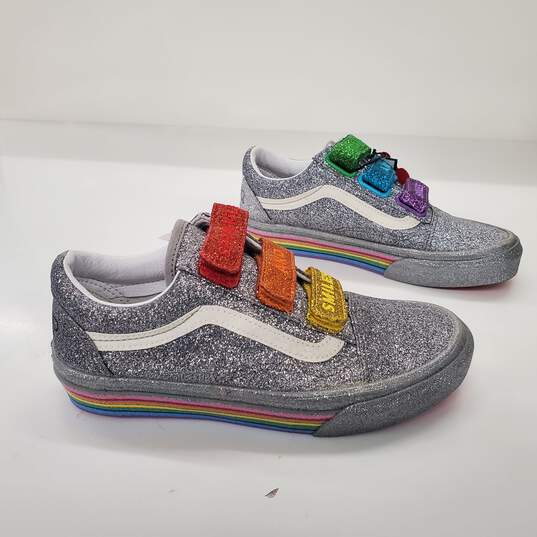 Vans Flour Shop Silver Rainbow Glitter Sneakers Unisex Size 4.5 M | 5.5 W NWT image number 3