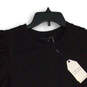 NWT Womens Black White Pleated Puff Sleeve Peplum Hem Blouse Top Size M image number 3
