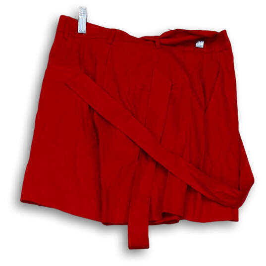 NWT Womens Red Pleated Slash Pockets Belted Paperback Shorts Size 10 image number 1
