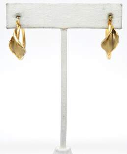 Vintage 8K Yellow Gold Calla Lily Hoop Earrings 3.5g