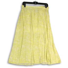 Nine West Womens Yellow Floral Elastic Waist Pleated Pull-On A-Line Skirt Size M