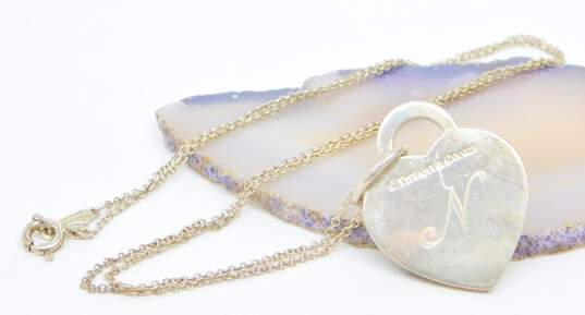 Tiffany & Co 925 Enamel Heart Pendant Necklace 6.8g image number 2