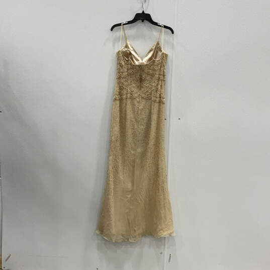 Womens Beige Sequin Strappy Sweetheart Neck Back Zip A-Line Dress Size 12 image number 2