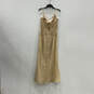 Womens Beige Sequin Strappy Sweetheart Neck Back Zip A-Line Dress Size 12 image number 2