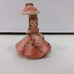Rare Vintage Josef Originals 5" Bridal Occasion Girl with Pink Parasol Figurine