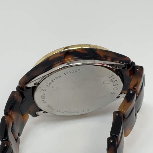 Designer Fossil Stella ES-2795 Multifunction Tortoise Resin Analog Watch image number 4