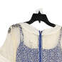 NWT Womens Blue White Short Sleeve Back Zip Shift Dress Size Large image number 4