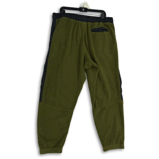Mens Green Elastic Waist Slash Pocket Drawstring Jogger Pants Size XXL image number 2