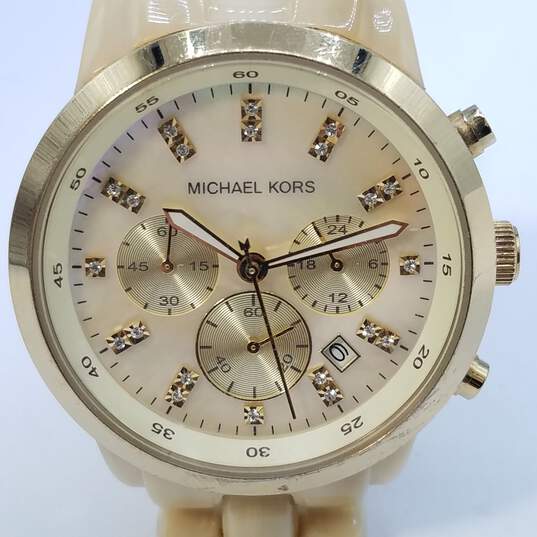Michael Kors 42mm Gold Tone Case MOP Dial Chronograph Quartz Watch image number 1