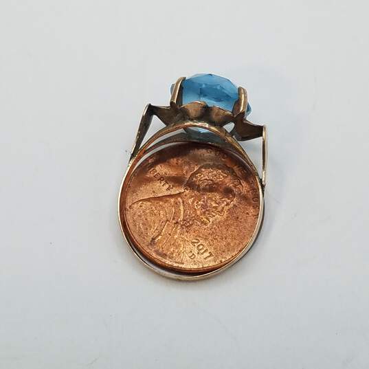 10K Gold Blue Gemstone Sz 7 1/2 Ring 2.7g image number 5