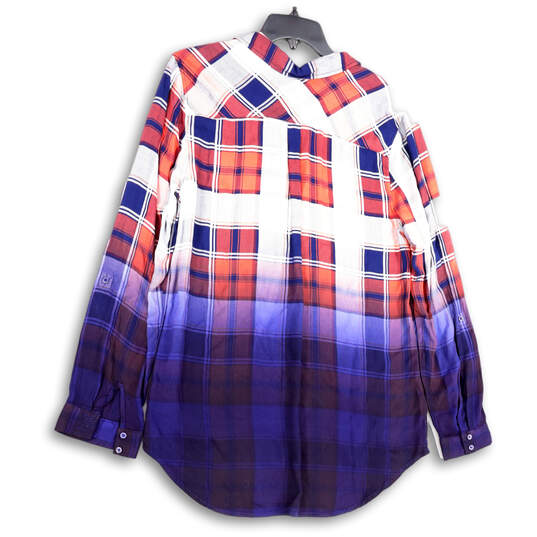 NWT Womens Multicolor Plaid Long Sleeve Spread Collar Button-Up Shirt Sz M image number 3