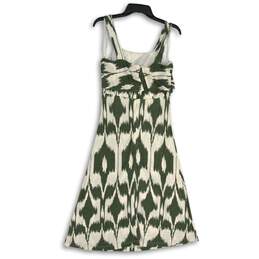 Loft Womens Green White Sleeveless Back Zip Midi A-Line Dress Size Small alternative image