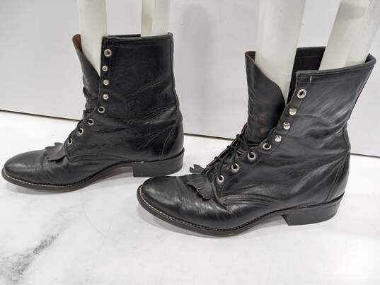 Women's Black Leather Boots Size 10 image number 3