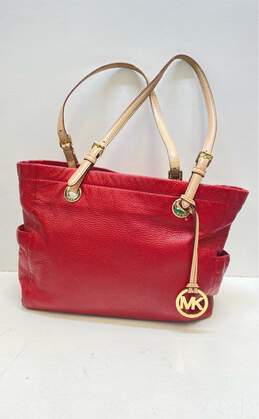 Michael Kors Pebble Leather Bedford Tote Red