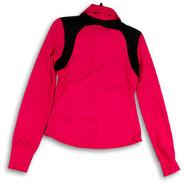 Womens Pink Black Thumb Hole Mock Neck Pockets Full-Zip Track Jacket Sz XS alternative image