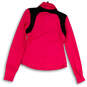 Womens Pink Black Thumb Hole Mock Neck Pockets Full-Zip Track Jacket Sz XS image number 2