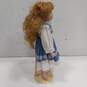 Dynasty Doll Collection Porcelain Doll With Curly Blonde Hair And Blue Eyes In Blue And White Dress image number 3