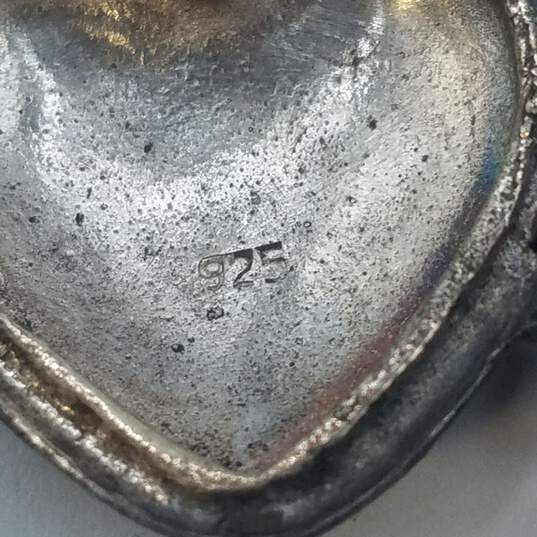 Sterling Silver Marcasite Heat Pendant Necklace Damage 13.5g image number 6