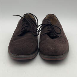 Mens Brown Suede Round Toe Low Top Wingtip Lace Up Oxford Dress Shoes Sz 8D alternative image
